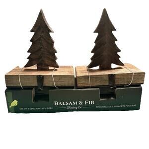 Balsam & Fir Trading Co. Set of 2 Wooden Christmas Tree Stocking Holders